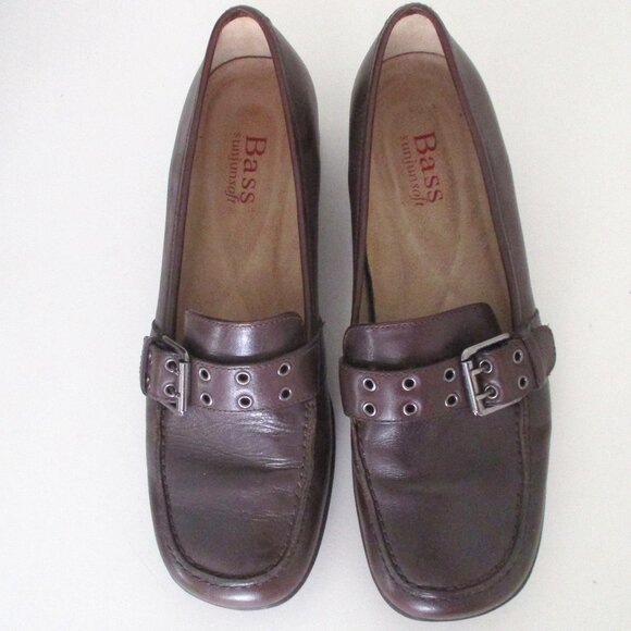 Bass sunjunsoft "Silka" Womens Brown Leather Flat Buckle Loafer NWOB - Size 7M - Picture 4 of 8